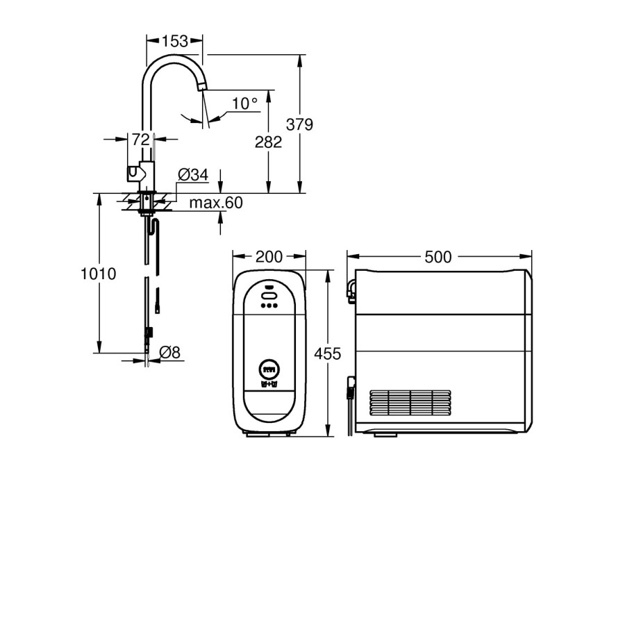 Grohe Chrome Mono Blue High C-Spout Home Starter Kit