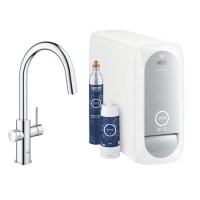 Grohe Chrome C-Spout Blue Home Duo Starter Kit with Pull out Spray