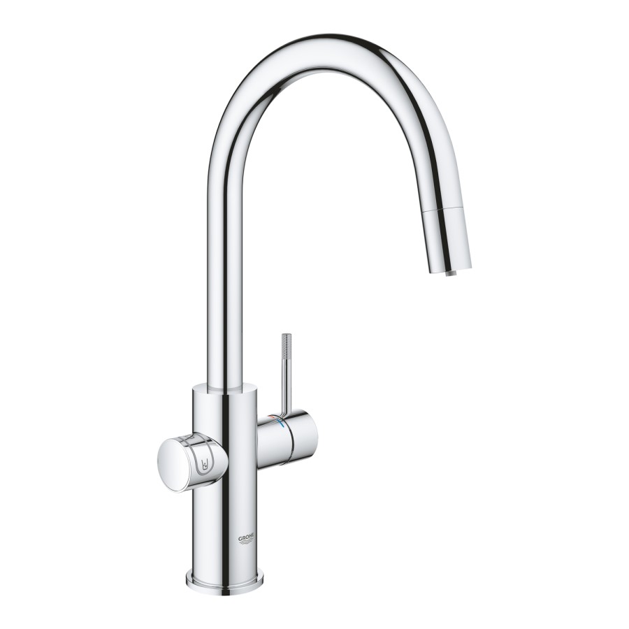 Grohe Chrome C-Spout Blue Home Duo Starter Kit with Pull out Spray