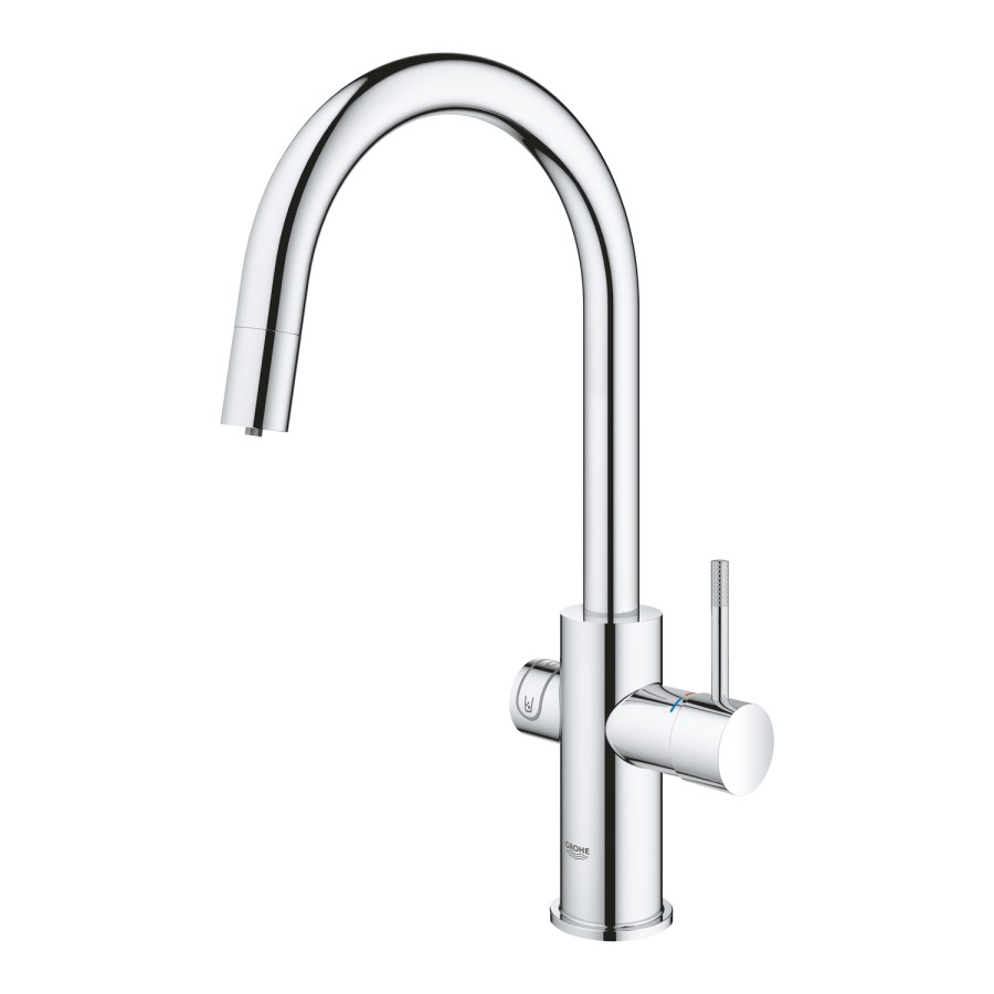 Grohe Chrome C-Spout Blue Home Duo Starter Kit with Pull out Spray