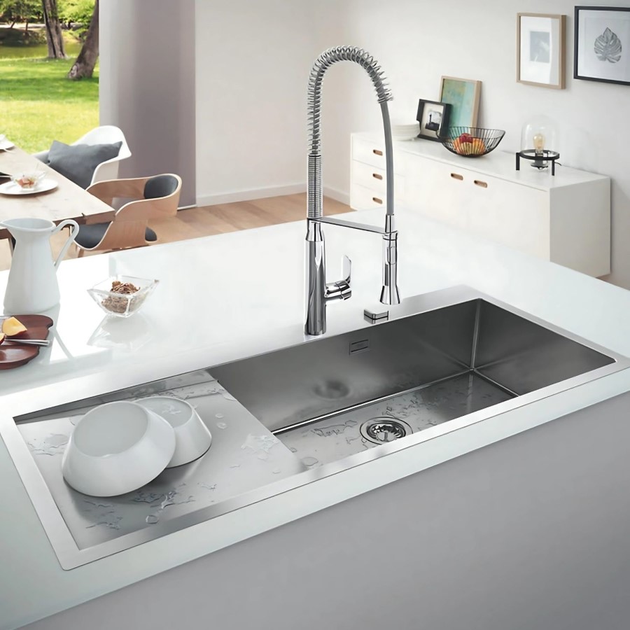 ALMOST PERFECT - Grohe K1000 1 Bowl Inset Kitchen Sink & Drainer - Stainless Steel
