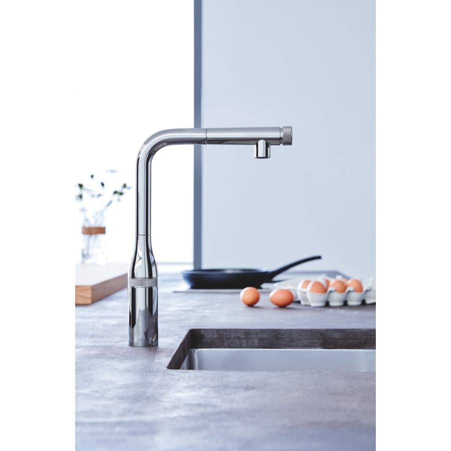 Grohe Chrome Single Lever Smart Control Pull Out Spray Kitchen Tap