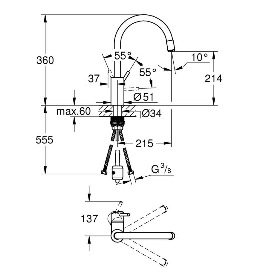 GRADE A1 - Box Opened Grohe Concetto Chrome Pull Out Spray Single Lever Mixer Kitchen Tap