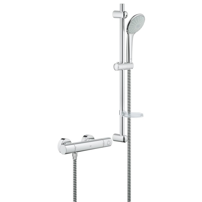 Grohe Grohtherm 1000 White Thermostatic Mixer Bar Shower with Slide Rail & Handset