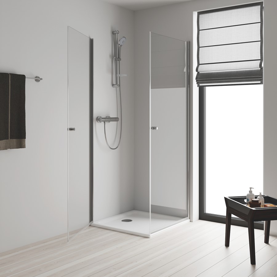 Grohe Grohtherm 1000 White Thermostatic Mixer Bar Shower with Slide Rail & Handset