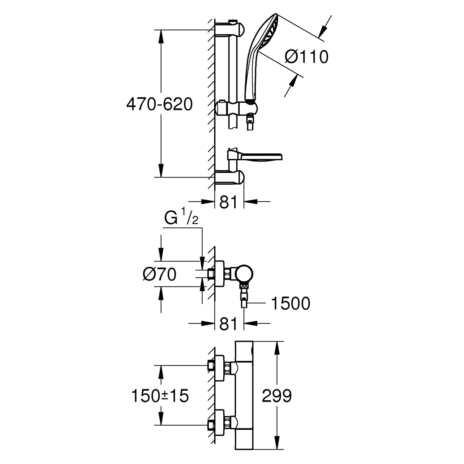 Grohe Grohtherm 1000 Cosmopolitan Thermostatic Shower Mixer And Kit Better Bathrooms
