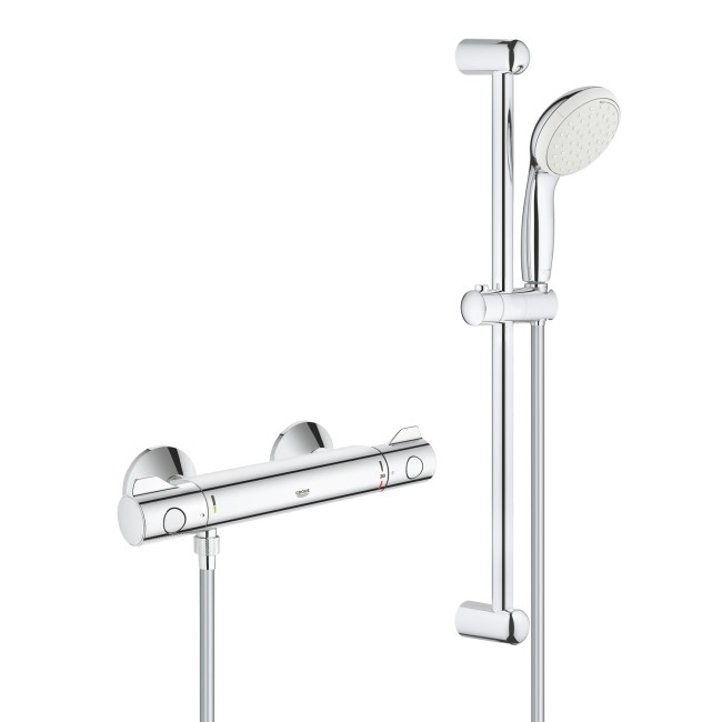 Grohe Grohtherm 800 Thermostatic Mixer Bar Shower with Slide Rail & Round Handset