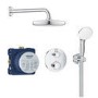 GRADE A1 - Chrome Concealed Shower Mixer with Dual Control & Round Wall Mounted Head and Handset - Grohe Tempesta 210