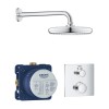Grohe Tempesta 210 Chrome Concealed Shower Mixer with Dual Control &amp; Round Wall Mounted Head with Square Valve