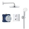 Grohe Tempesta 210 Chrome Concealed Shower Mixer with Dual Control &amp; Round Wall Mounted Head and Handset with Square Valve