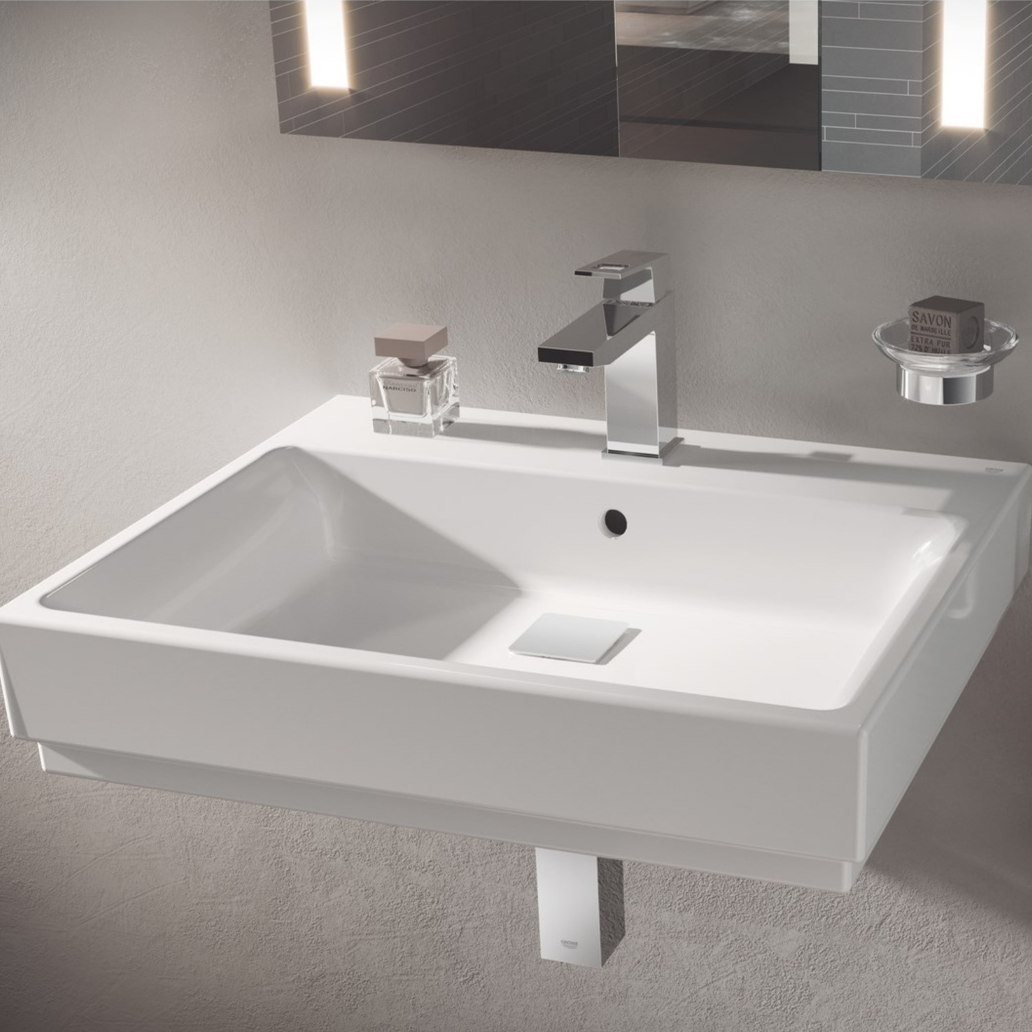 Grohe Bassein GRADE A1 - Grohe Cube Rectangular Wall Hung Basin 500mm - Better Bathrooms