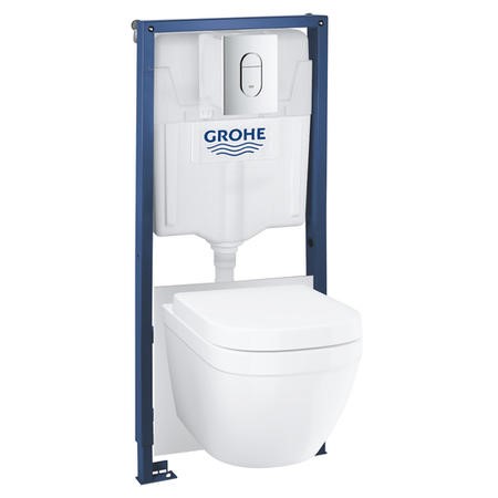 Wall Hung Rimless Toilet with Soft Close Seat Frame and Cistern - Grohe ...