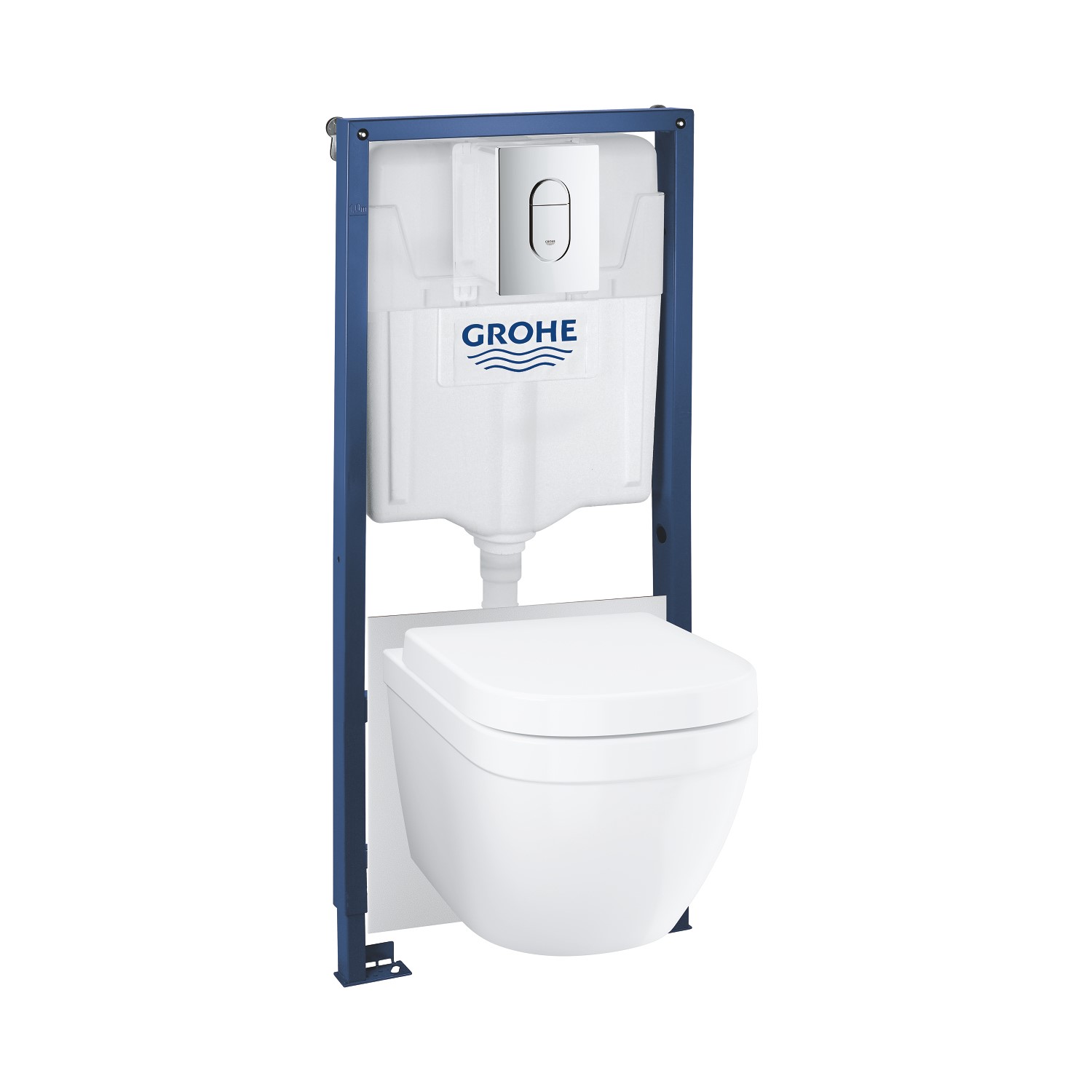 Grohe White Wall Hung Rimless Toilet With Soft Close Seat Frame And Cistern - Solido Euro