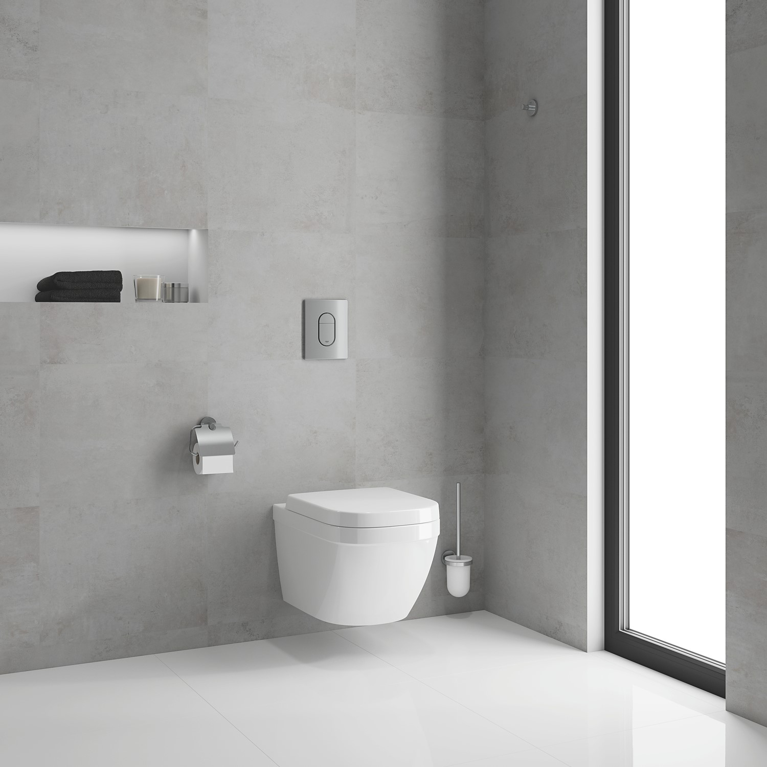 Wall Hung Toilet with Soft Close Seat Frame and Cistern - Grohe Solido Euro  - Better Bathrooms
