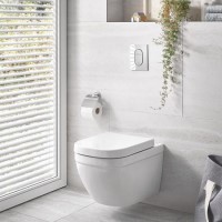 Wall Hung Rimless Short Projection Toilet with Soft Close Seat - Grohe Euro Wall Hung Rimless Short Projection Toilet with Soft Close Seat - Grohe Euro