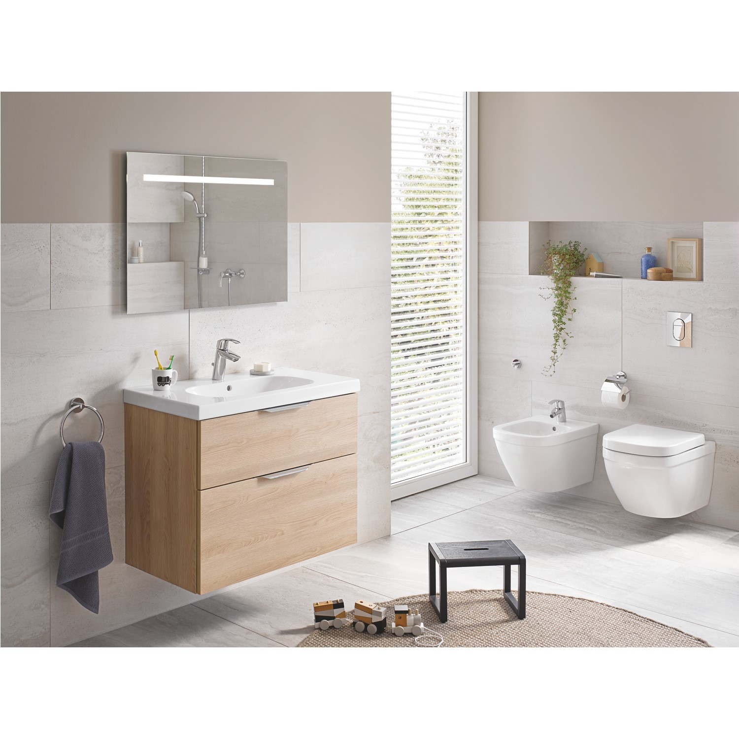 Grohe Euro ceramic WC suspendu compact sans bride avec abattant frein de  chute (Eurocompact)