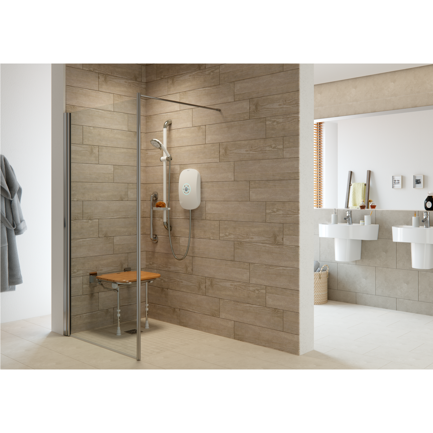 Wooden Fold up shower seat Better Bathrooms