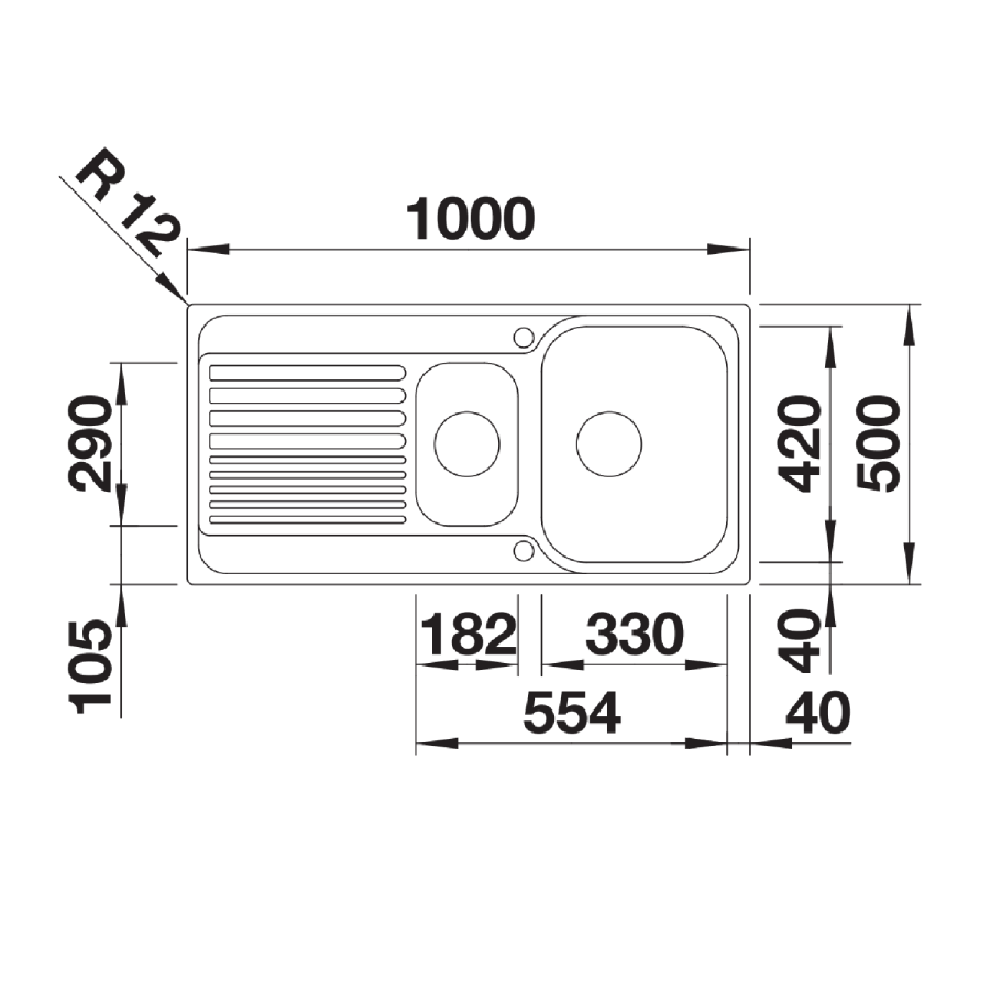 Blanco Tipo 6-S 1.5 Bowl Inset Chrome Stainless Steel Kitchen Sink