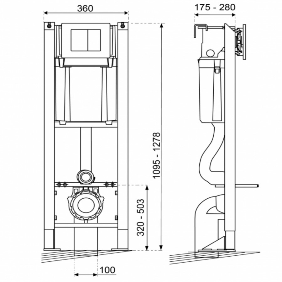 Wirquin Chrono WC Frame with Dual Flush Cistern