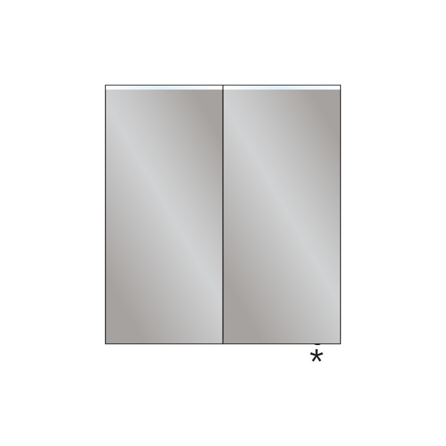 HIB Ether 60 - 2 Door Mirrored Bathroom Cabinet with lights 600 x 700mm