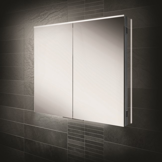 HIB Ether 80 - 2 Door Mirrored Bathroom Cabinet with lights 800 x 700mm