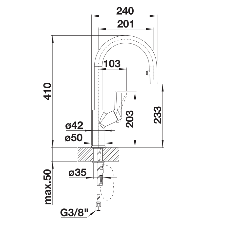 Blanco Carena Single Lever Monobloc Kitchen Mixer Tap - Black
