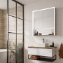 HIB Verve 80 - Mirrored Wall Bathroom Cabinet with lights & Shelf 800 x 900mm