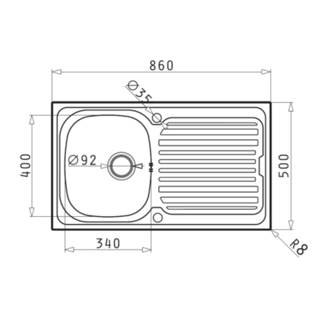 GRADE A2 - Stainless Steel Reversible Kitchen Sink 860 x 500mm - Taylor & Moore
