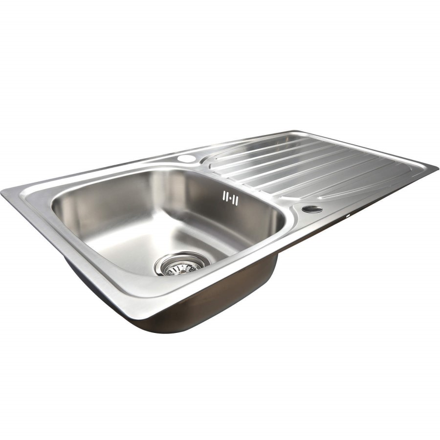 GRADE A2 - Taylor & Moore Single Bowl with Drainer Stainless Steel Reversible Kitchen Sink