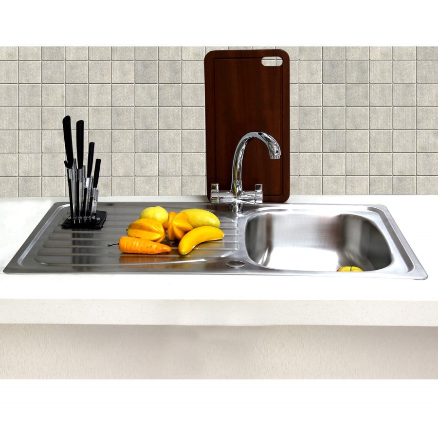 GRADE A2 - Taylor & Moore Single Bowl with Drainer Stainless Steel Reversible Kitchen Sink