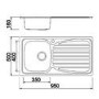 GRADE A2 - Taylor & Moore Single Bowl with Drainer Stainless Steel Reversible Kitchen Sink