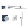 Grohe Grohtherm Concealed Thermostatic Mixer Shower with Square Wall Mounted Shower Head &amp; Pencil Handset