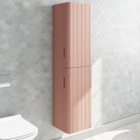 Pink Wall Mounted Tall Bathroom Cabinet 350mm - Empire
