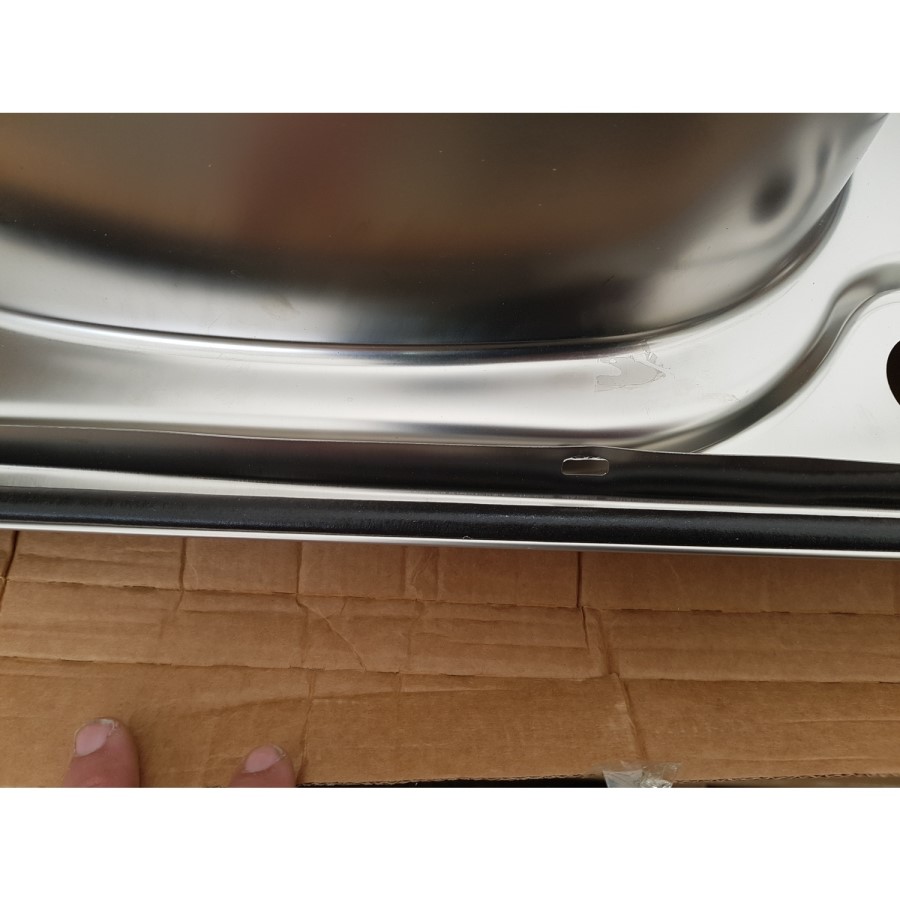 GRADE A2 - Essence Ava Single Bowl Reversible Drainer Stainless Steel Chrome Kitchen Sink - BeBa_26180