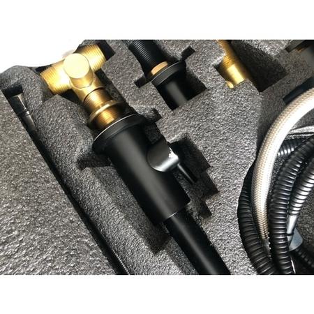 GRADE A2 - Arissa Round Matt Black Deck Mounted Shower Mixer Tap - 4 Tap Hole