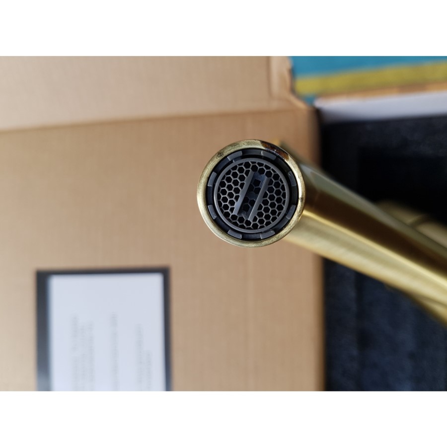 GRADE A2 - Arissa Round Brushed Brass Deck Mounted Bath Shower Mixer Tap