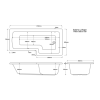 L Shape Shower Bath Left Hand 1700 x 850mm - Lomax
