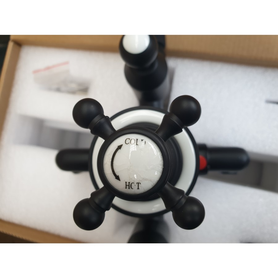 GRADE A2 - Traditional Exposed Thermostatic Shower Set Matt Black - Camden