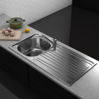 GRADE A2 - Essence Ava Single Bowl Reversible Drainer Stainless Steel Chrome Kitchen Sink - BeBa_26180