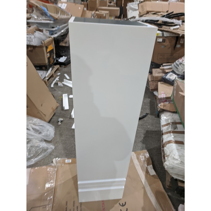 GRADE A2 - White Wood Effect Wall Mounted Tall Bathroom Cabinet 400mm - Boston