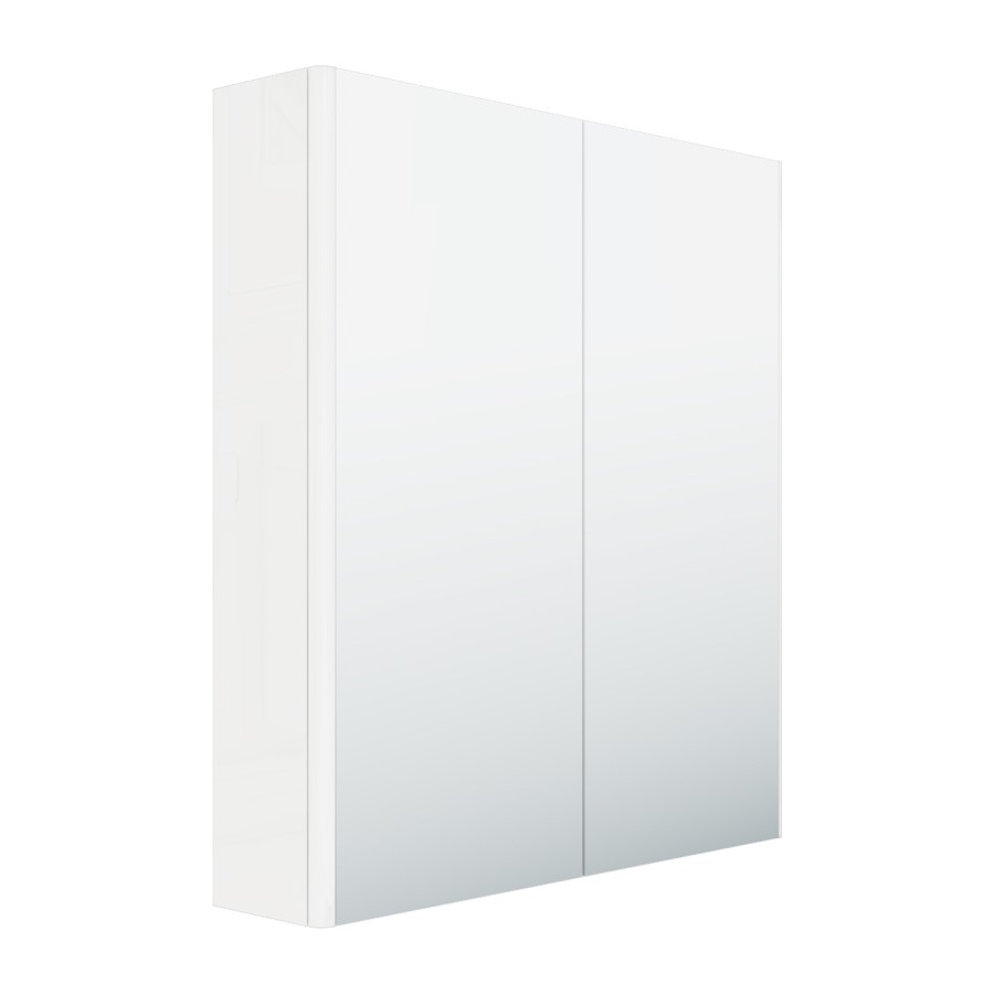 GRADE A2 - 600mm Wall Hung Mirrored 2 Door Cabinet White Gloss - Portland