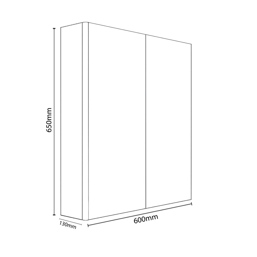 GRADE A2 - 600mm Wall Hung Mirrored 2 Door Cabinet White Gloss - Portland