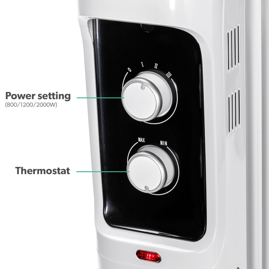 Argo Whisper 2 kw Portable Oil Filled Radiator 8 Fin with Thermostat