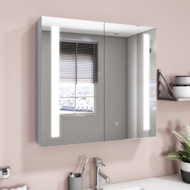 Mirrored Wall Bathroom Cabinet with Lights 800 x 700mm - Capricorn ...