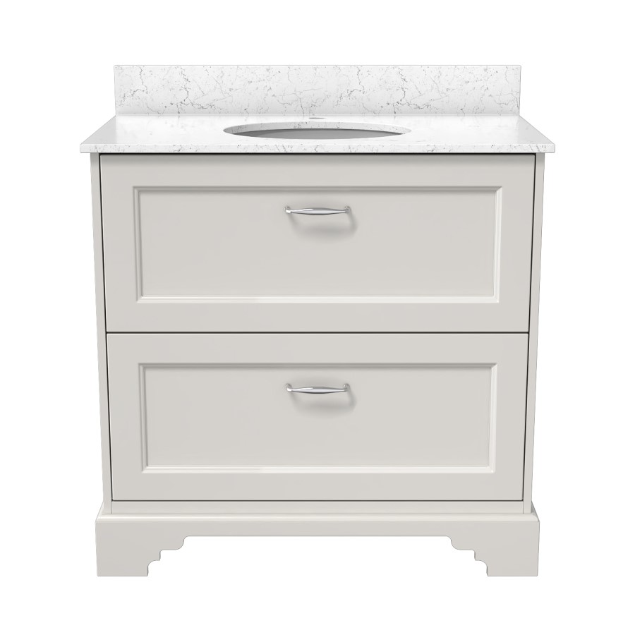 Grade A2 - 800mm White Freestanding Marble Top Vanity Unit - Ashbourne
