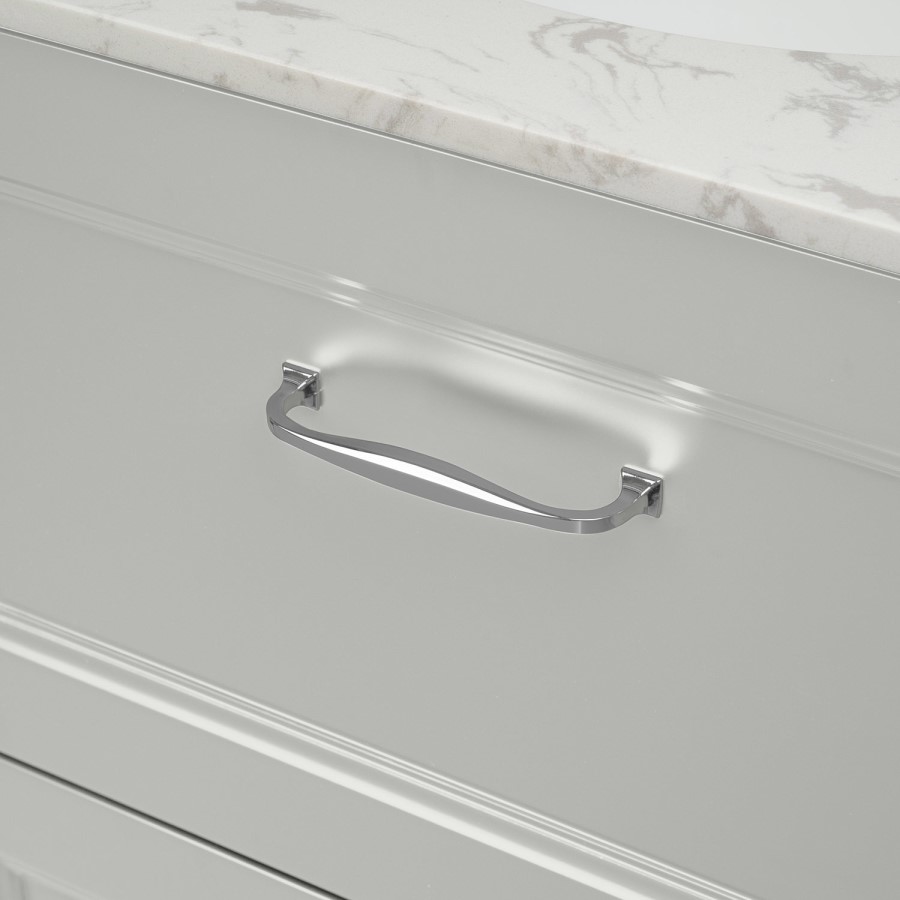 Grade A2 - 800mm White Freestanding Marble Top Vanity Unit - Ashbourne