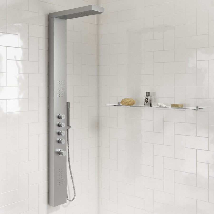GRADE A2 - Chrome Thermostatic Shower Tower with Pencil Hand Shower - Provo