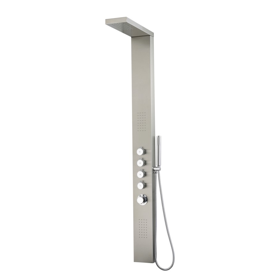 GRADE A2 - Chrome Thermostatic Shower Tower with Pencil Hand Shower - Provo