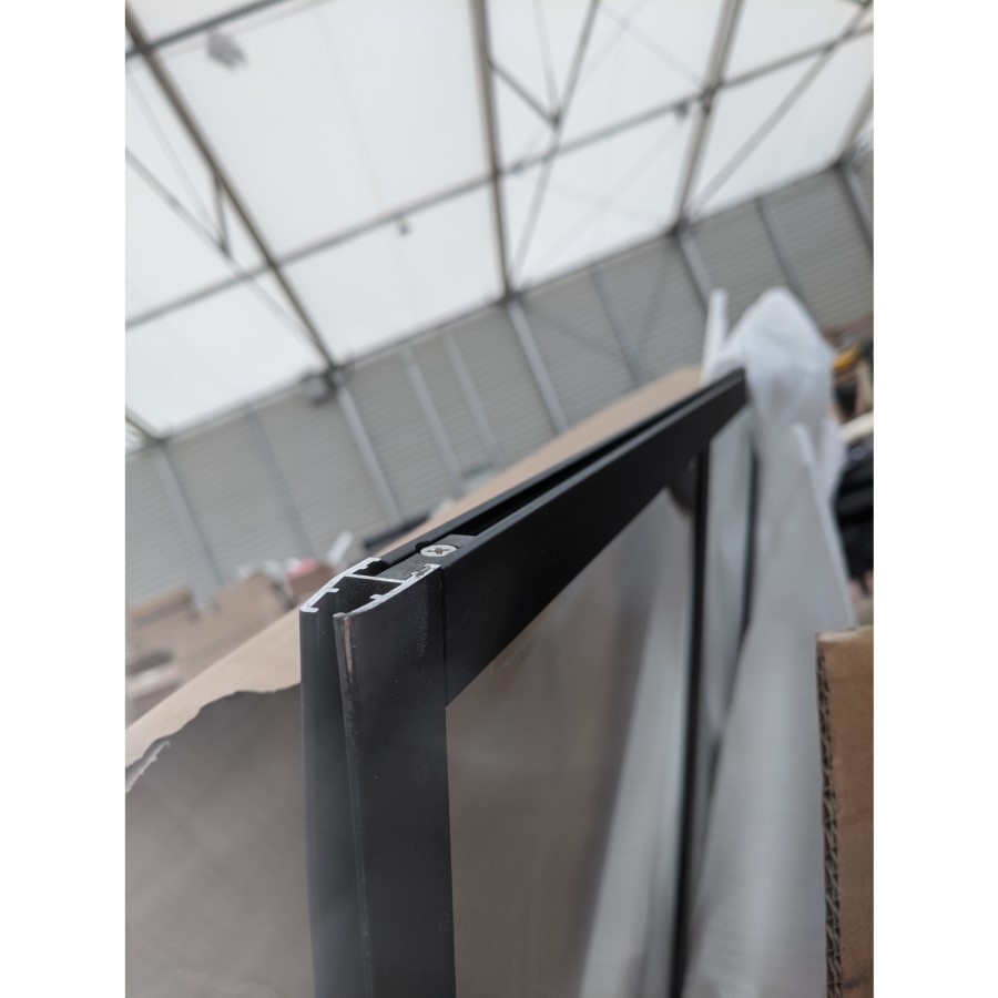 GRADE A2 - Black 1000 Grid Wet Room Shower Screen with Wall Support Bar  - Nova