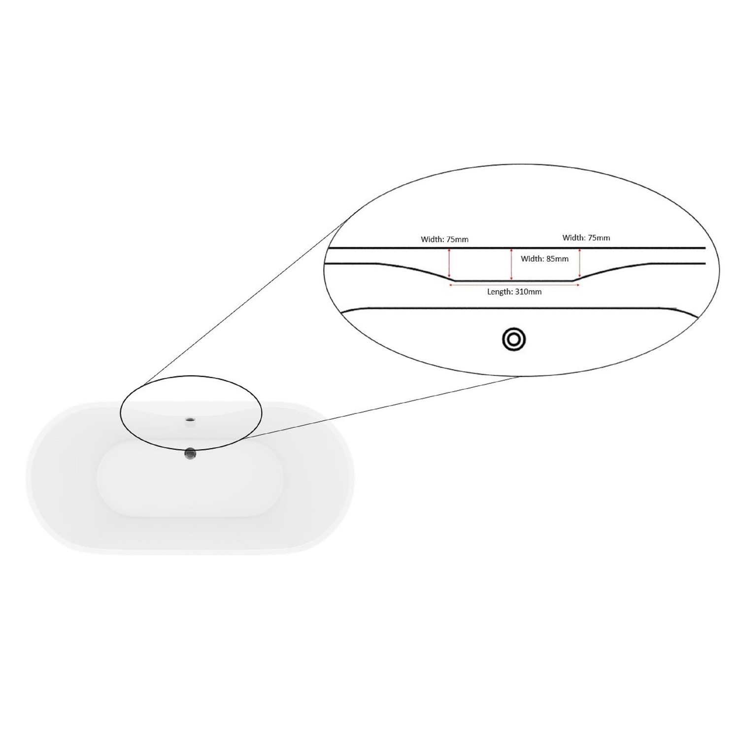 Freestanding Double Ended Bath 1650 x 750mm Lisbon Better Bathrooms